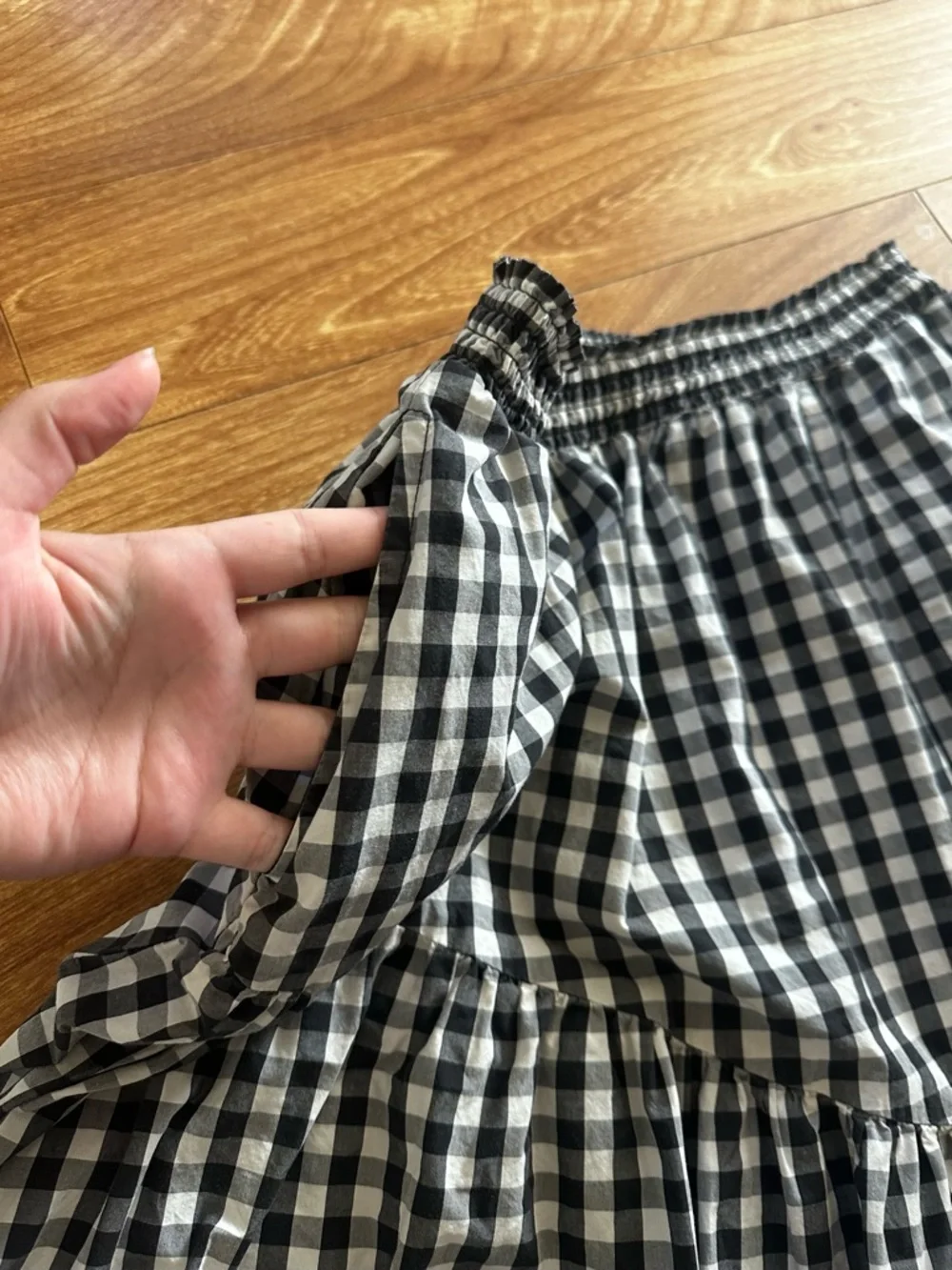 Who What Wear asymmetrical gingham tiered ruffle skirt - Picture 3 of 4